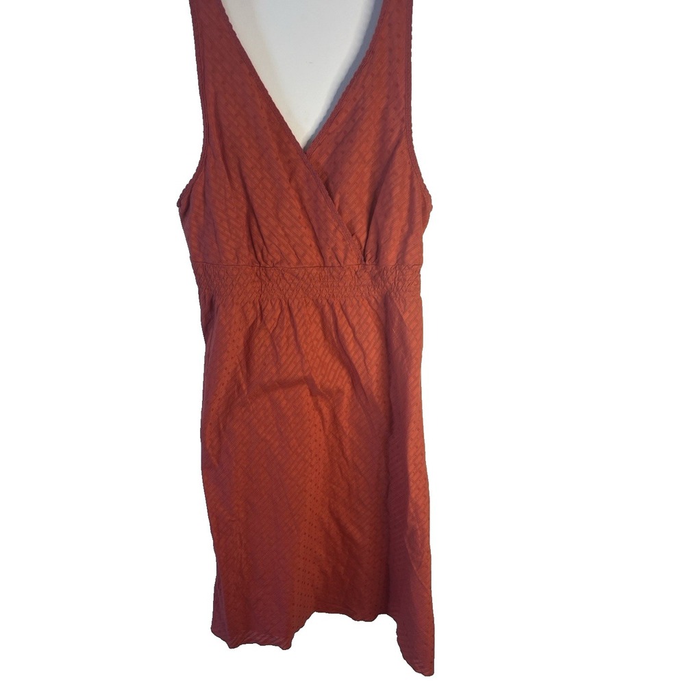 Vtg Y2K Faded Glory Babydoll Faded Red Midi Women Dress L Picnic Smocked Cotton